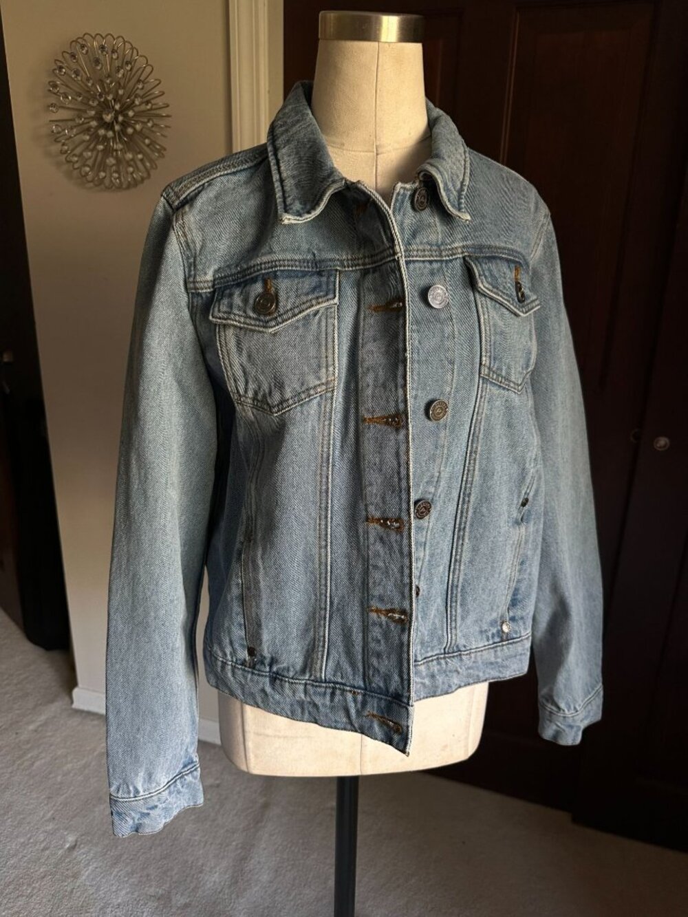 New Ridgecut Toughwear Medium Wash Denim Jacket Jean Button-Up Mens Size S or M